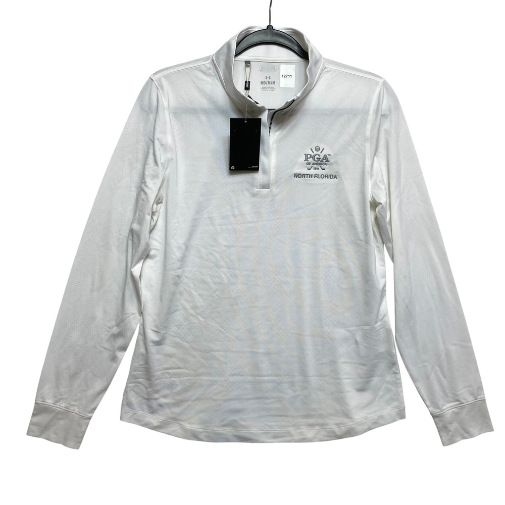 Under Armour Pullover Womens Medium White Golf Quarter-Zip PGA North Florida